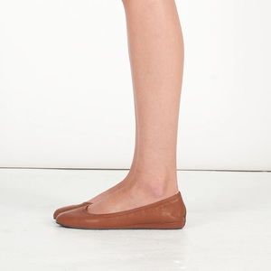 New HANDMADE Tan Orange Genuine Leather Flat Loafers Size 6.5 fit 6 NYC Designer